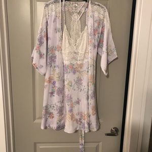 Linea Donatella Silky Floral Sleep Dress & Robe